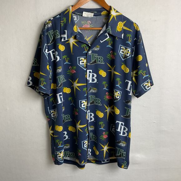 Match Up Mens Tampa Bay Rays Hawaiian Button Up Size XL - Picture 2 of 9